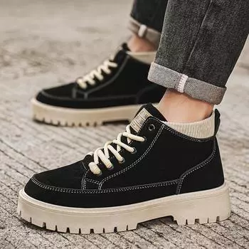 2024 New Men s High Top Leather Martin Boots - Casual Big Head Work Shoes 40 коричневый