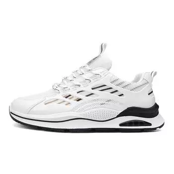2024 New Men s Sports Vulcanized Shoes Breathable Mesh Fashion Running High Quality Outdoor Casual White Shoes 39 чёрный