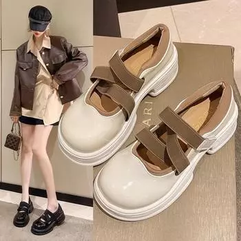 2024 New Platform Mary Jane Shoes Women s Retro Small Leather Shoe Thick Heel Shallow Mouth High Heels Socofy Chaussures Femmes 35