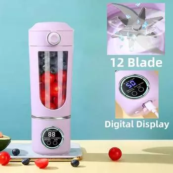 2024 New Portable Wireless Juicing Cup 12-Blades Fast Mixing 1500mAh Battery Capacity Multiple Colors Indoor Outdoor Juicer