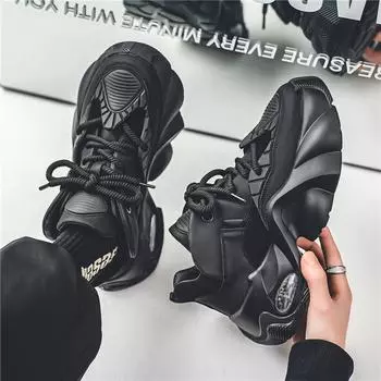 2024 new short height increase dad shoes trend increase leather surface men s shoes fashion leisure sports white shoes men 39 чёрный