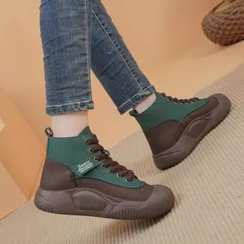 2024 new spring platform heightening Martin boots British style women s leather shoes versatile Internet celebrity sports and leisure short boots 35