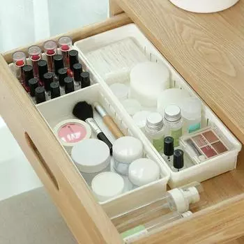 2024 New Style Adjustable Desktop Drawer Divider Storage Box Kitchen Tableware Cutlery Sorting Drawer Partition Organizer Board 3 cell numbers