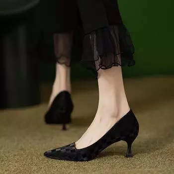 2024 New Style Fashionable and Versatile Pointed Toe Comfortable Solid Color Spring and Autumn Versatile Women s Shoes Zapatos 34 абрикосовый