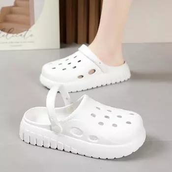 2024 New Summer Couple Outwear Shoes Thick Sole Sandals and Slippers Men s and Women s Beach Garden Shoes 36-37 чёрный