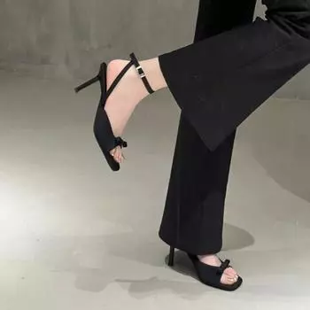 2024 new summer high-heeled women s sandals bow beautiful French stiletto high-end comfortable and light Roman shoes 35