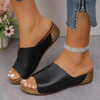 2024 New Summer Women s Slippers Outdoor Roman Sandals Fashionable and Comfortable Women s Shoes Wedge Beach Slippers Zapatos 36 покинуть белый