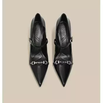 2024 New Temperament Women s High Heels Black Versatile Not Tired Feet Metal Fashion Small Size High Heels 34 чёрный