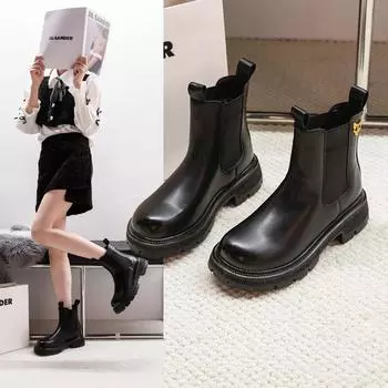 2024 New Versatile Smoke Pipe Boots Children s Autumn and Winter Thick Sole Long Barrel Short Boots Knight Women s Shoes 36 белый