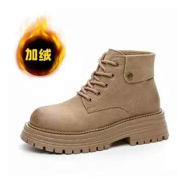 2024 New Winter Platform Shoes Plus Plush Boots Women Chunky Boots Ladies Shoes Khaki Yellow Black Boots Women Barefoot Shoes 35