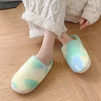2024 New winter plush plush slippers gradient cotton slippers home non-slip warm indoor cotton slippers 36-37fit22.5cm розовый