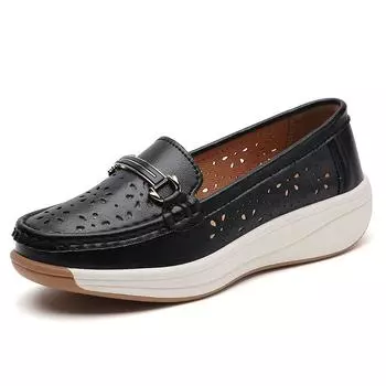 2024 new women s flat shoes leather casual comfortable sports loafers large size light fashion walking mother shoes 35