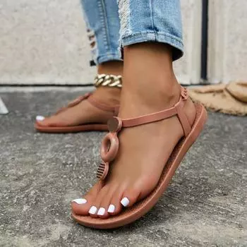 2024 New Women s Summer Open Toe Sandals Button Decorative Sandals Holiday Tablet Outdoor Beach Sandals Women s Footwear 35 хаки