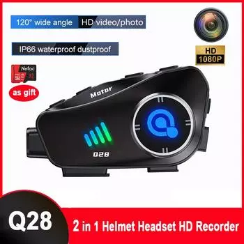 2024 Newest Motorcycle Helmets Bluetooth Headsets 1080P HD Camera Recorder TF Card as gift Waterproof Moto Headphone