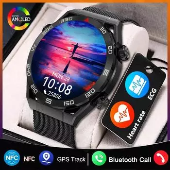 2024 НОВИНКА LUCKY START Смарт-часы с беспроводной зарядкой NFC 454*454 Экран Водонепроницаемые умные часы Мужские фитнес-браслет для Android IOS