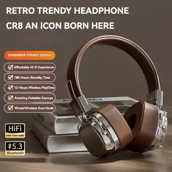 2024 Новые беспроводные Bluetooth-гарнитуры Ретро-накладные наушники DJ Stereo Sound Bluetooth 5.3 Складная гарнитура Gamer Choice