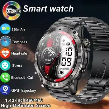 2024 Новые смарт-часы GPS с компасом, давлением воздуха, вызовом по Bluetooth 1,43-дюймовый 466*466 полносенсорный большой экран для фитнеса и спорта смарт-часы