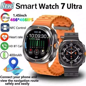 2024 Новые умные часы 7 Ultra Men AMOLED экран многофункциональный спортивный фитнес-трекер здоровье женские умные часы Galaxy Watch 7 Ultra чёрный