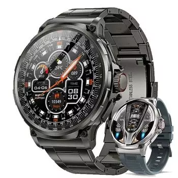 2024 Новые военные качественные GPS-треки Смарт-часы для мужчин 1,85 Ultra HD Bluetooth Call 710 мАч Смарт-часы с кровяным давлением и кислородом в крови Silicone band серебряный