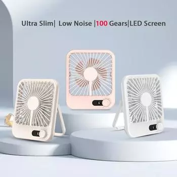 2024 Новый 1500mAh 100 Gears Ультратонкий настольный вентилятор Портативный вентилятор Перезаряжаемый настольный вентилятор Мини-вентилятор Портативный охладитель Вентилятор для кондиционера белый
