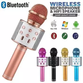 2024 Новый беспроводной Bluetooth-микрофон для караоке Музыкальный плеер KTV Динамик Детские музыкальные сценические игрушки Музыкальное пение Детский подарочный диктофон