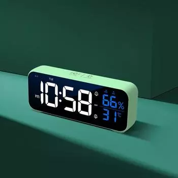 2024 Новый цифровой подвижный будильник с зарядкой через USB и зарядным устройством для телефона, цифровые часы с календарем и температурой, рабочий стол белый