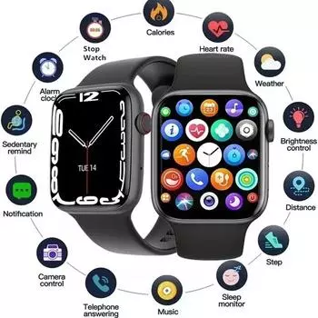 2024 Оригинальные I8 Pro MAX SmartWatch Series8 с индивидуальным циферблатом для мужчин и женщин, монитор сердечного ритма, спортивные умные часы Iwo Watch 8 Series для Android IOS чёрный