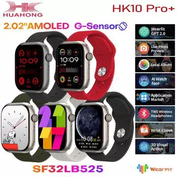 2024 Оригинальные умные часы HK10 Pro Plus AMOLED для мужчин и женщин с функцией определения гравитации, 3D-меню, TWS, альбомом, компасом, чатом, умными часами GPT