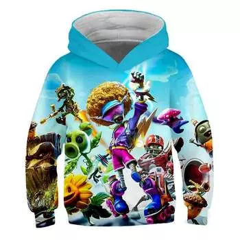 2024 Осенняя толстовка Plants vs Zombies Series Автономный игровой узор Pea Shooter Potato Mine Цифровая печать Повседневная куртка 100