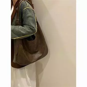2024 simple large-capacity soft leather underarm bag commuter versatile handbag simple shoulder messenger tote bag