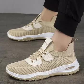 2024 Spring and Autumn Men s Classic Fashion Trendy Casual Shoes Lightweight, Breathable, Soft soled Morning Running Sneakers 39 бежевый