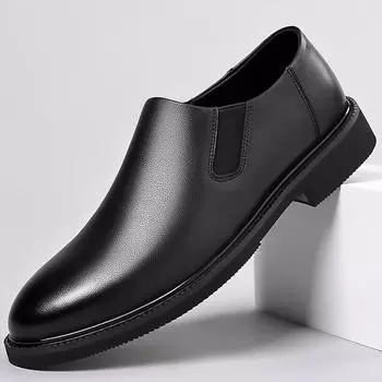 2024 Spring and Autumn New Men s Business Dress Leather Shoes Men s British Pointe Foot Sleeves Men s Work Shoes 912 38 чёрный