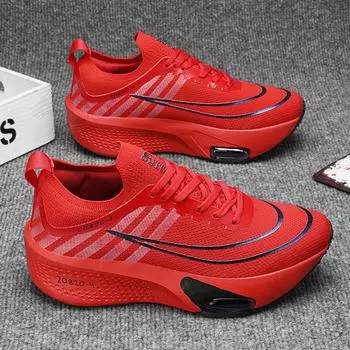 2024 spring and summer large size men s mesh lightweight running shoes outdoor hiking breathable leisure sports trendy shoes women 36 красный