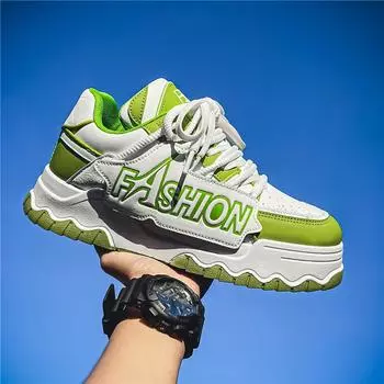 2024 Spring Fashion Men s Leisure Skateboarding Shoes Green New Outdoor Running Shoes Artificial Leather Casual Shoes Lace-up 39 зелёный
