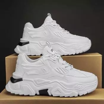2024 spring men s shoes new breathable little white shoes men s Korean version versatile inner height-increasing sports shoes casual dad shoes 39