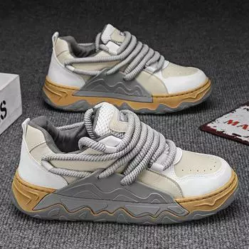 2024 Spring New Men s Sports Casual Shoes Korean Edition Trendy Versatile Anti-slip Wear Resistant Lightweight PU Insole Running 40 чёрный