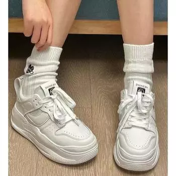 2024 spring new popular thick-soled dad shoes women s little white shoes breathable casual versatile fashion sports women s board shoes 35 белый