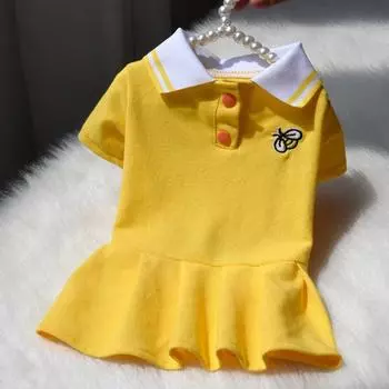 2024 Spring Summer Dresses for Small Dogs Puppy Clothes Cute Polo Student Cat Skirt Dress Princess Dog Clothing vestido perro XS синий