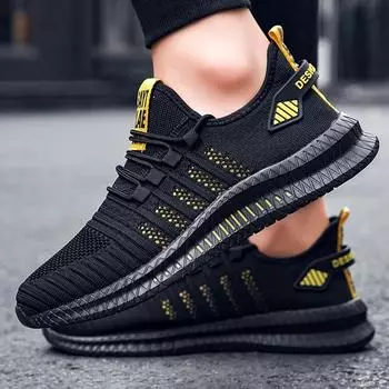 2024 Spring Summer Men Shoes Casual Lightweight Comfortable Walking Sneakers Breathable Sports Running Shoes Plus Size Flat Shoe 40 оранжевый