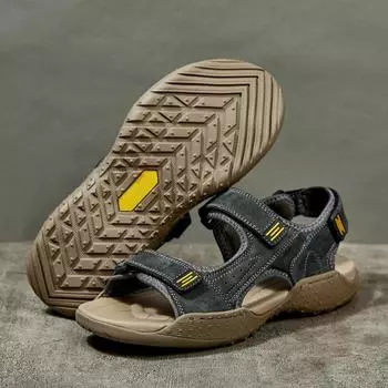2024 Summer Beach Sandals Men s Hiking Mountaineering Velcro Sandals Men s Outdoor Breathable Soft Surface Travel 38