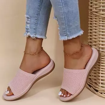2024 Summer fashion comfortable casual women s slippers Vintage beach women s slippers 36 розовый