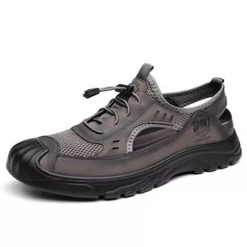 2024 Summer Hot Selling Beach Shoes Hollow Out Thick Soles Wear-resistant Men s Casual Sandals Men s Mesh Shoes Lightweight 38 чёрный