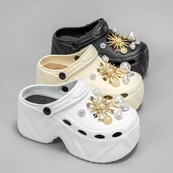2024 Summer Ladies Platform Shoes Unique Trend Accessories Beach Shoes Comfortable Garden Shoes Outdoor Indoor Couple Sandals 34-35 чёрный