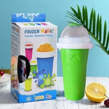 2024 Summer Magic Slushy Maker Squeeze Cup Homemade Milk Shake Maker Cooling Cup Squee DIY it for Family ярко-розовый