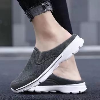 2024 Summer Mesh Men Slippers Breathable Mules Casual Shoes for Men Slippers Flip Flops Comfort Home Slippers Zapatillas Hombre 36 чёрный