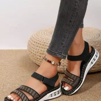 2024 Summer New Designer Beach Shoes Open Toe Walking Shoes Women Sandals Wedges Shoes Casual Comfortable Thick Sole Sandals 36 синий