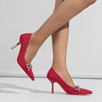2024 Summer New High Heels Women s Luxury Rhinestone Bow Sexy Pointed Dress Party Mujer Zapatos Elegant Solid Color High Heels 35 чёрный