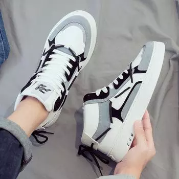 2024 summer new high-top canvas trendy shoes trendy men s shoes versatile casual sports board shoes little white cloth shoes leather shoes 39