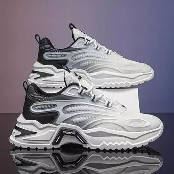 2024 summer new sports shoes men s breathable casual Korean version mesh trend thick-soled youth versatile running shoes 39