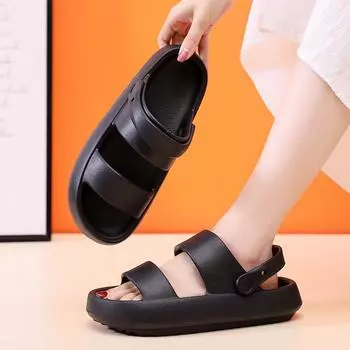 2024 Summer New Two Wear Sandals Fashion Casual Beach Shoes Slides Women Soft Outdoor Sports Couple Driving Slippers Men Women 36-37 чёрный